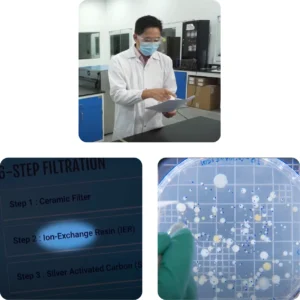 Collage of key moments from AquaPure Systems' 'Expert Series,' featuring video stills of engineers and environmental scientists discussing water filtration technology and its environmental benefits, set against the backdrop of various AquaPure products in use.