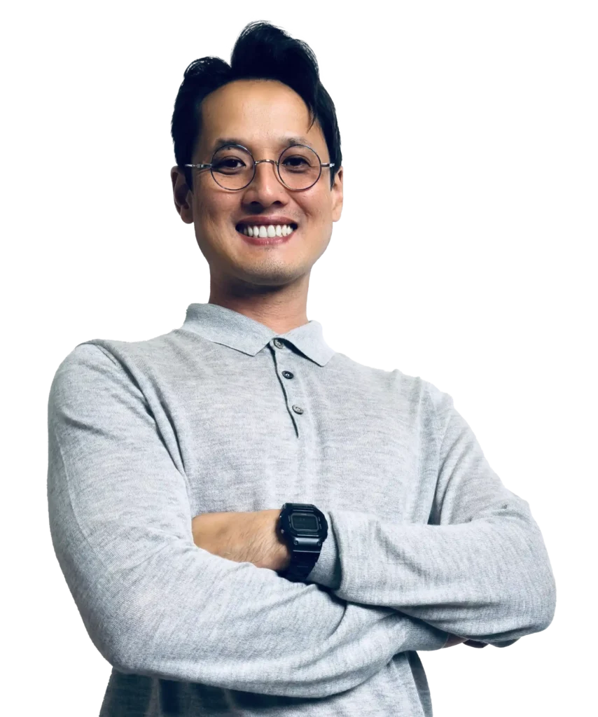 About page hero banner featuring Linc of Maketingo, a digital marketer focused on empowering export-driven businesses.