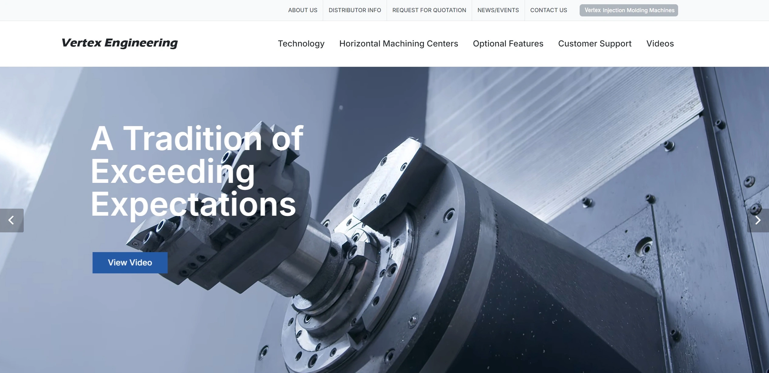 High-resolution video content on Vertex Engineering's service detail page showing dynamic insights into machining projects.